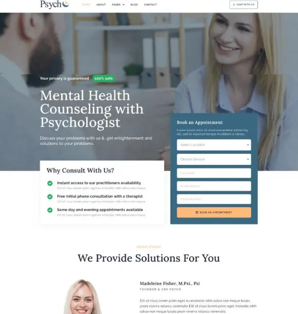 Website design services for mental health facilities